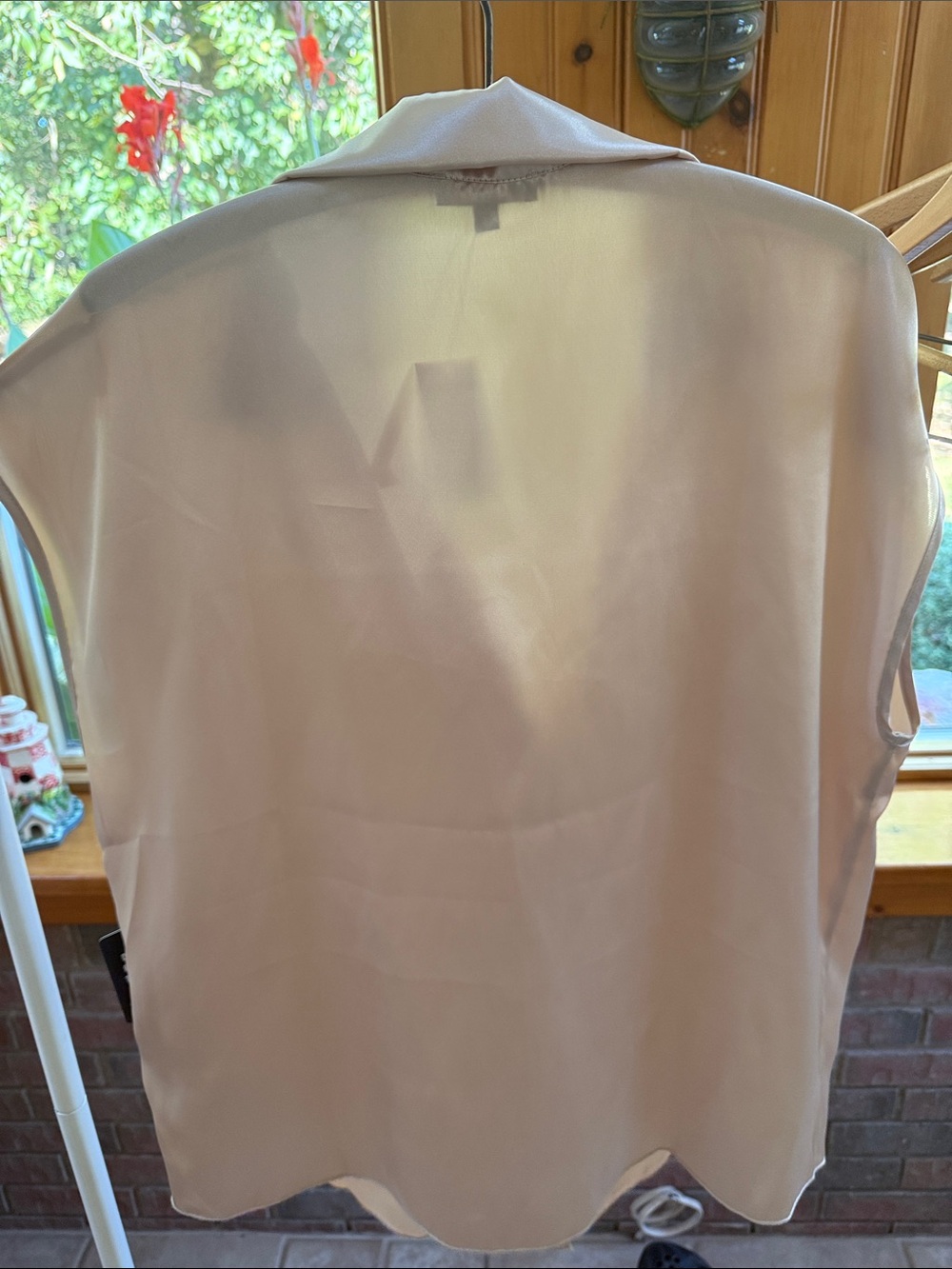 Express Sleeveless Champagne Color Satin Button-Front Top - Picture 3 of 4